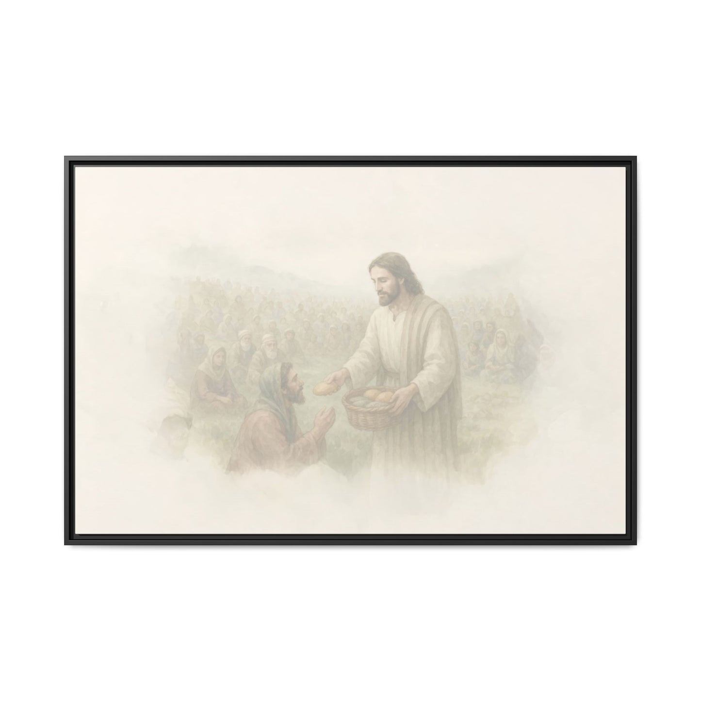 Jesus Feeds The 5,000 - Framed Canvas