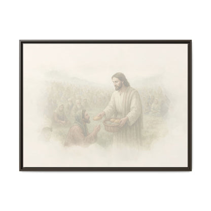 Jesus Feeds The 5,000 - Framed Canvas