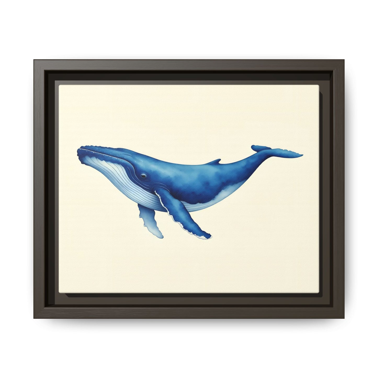 Blue Whale Watercolor - Framed Canvas