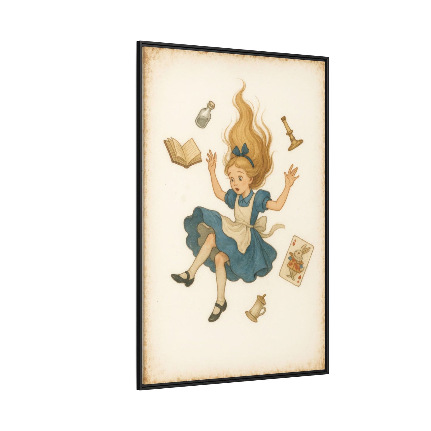 Alice Down the Rabbit Hole - Framed Canvas
