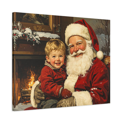 Vintage Santa with Little Boy - Canvas
