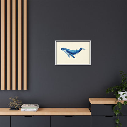 Blue Whale Watercolor - Framed Canvas