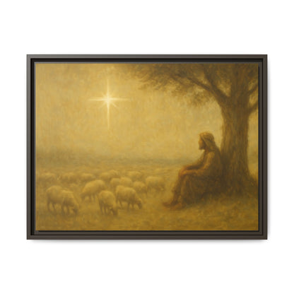 Shepherd In The Field - Framed Canvas