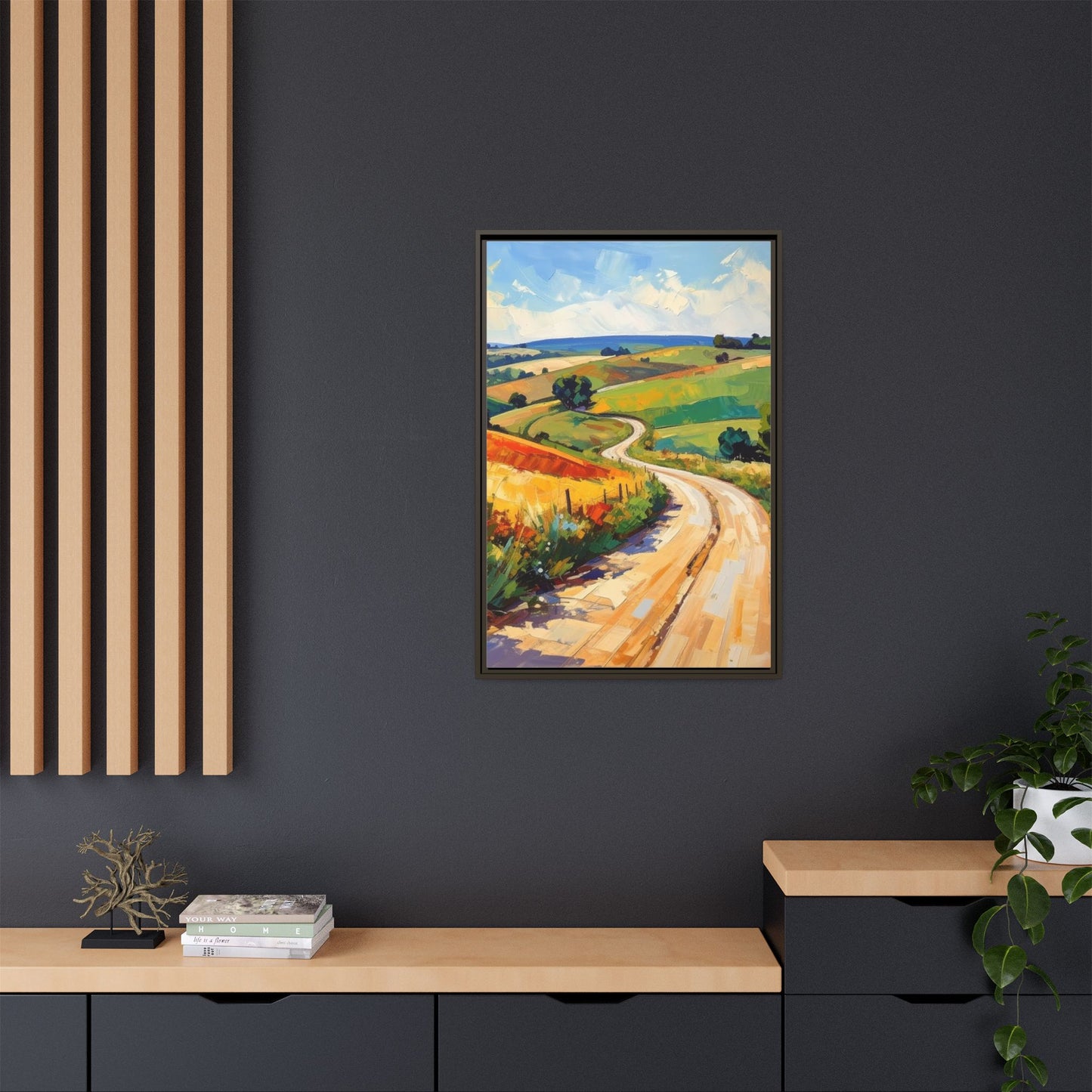 Lazy Country Road #3 - Framed Canvas