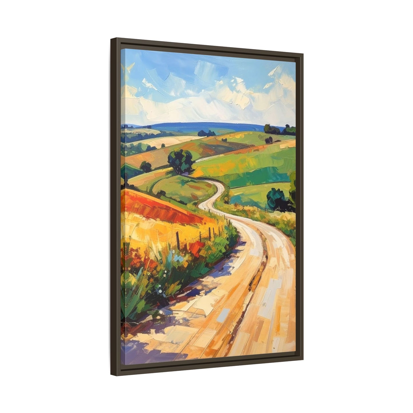 Lazy Country Road #3 - Framed Canvas