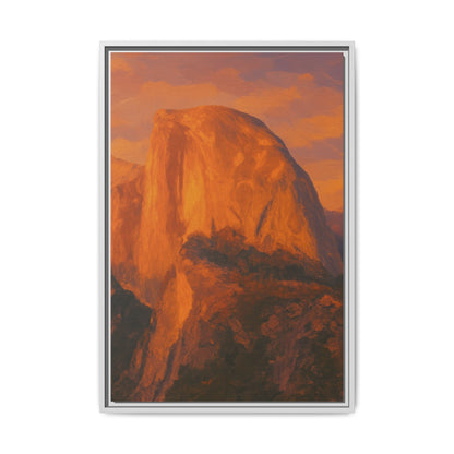 Sunset Over Half Dome - Framed Canvas