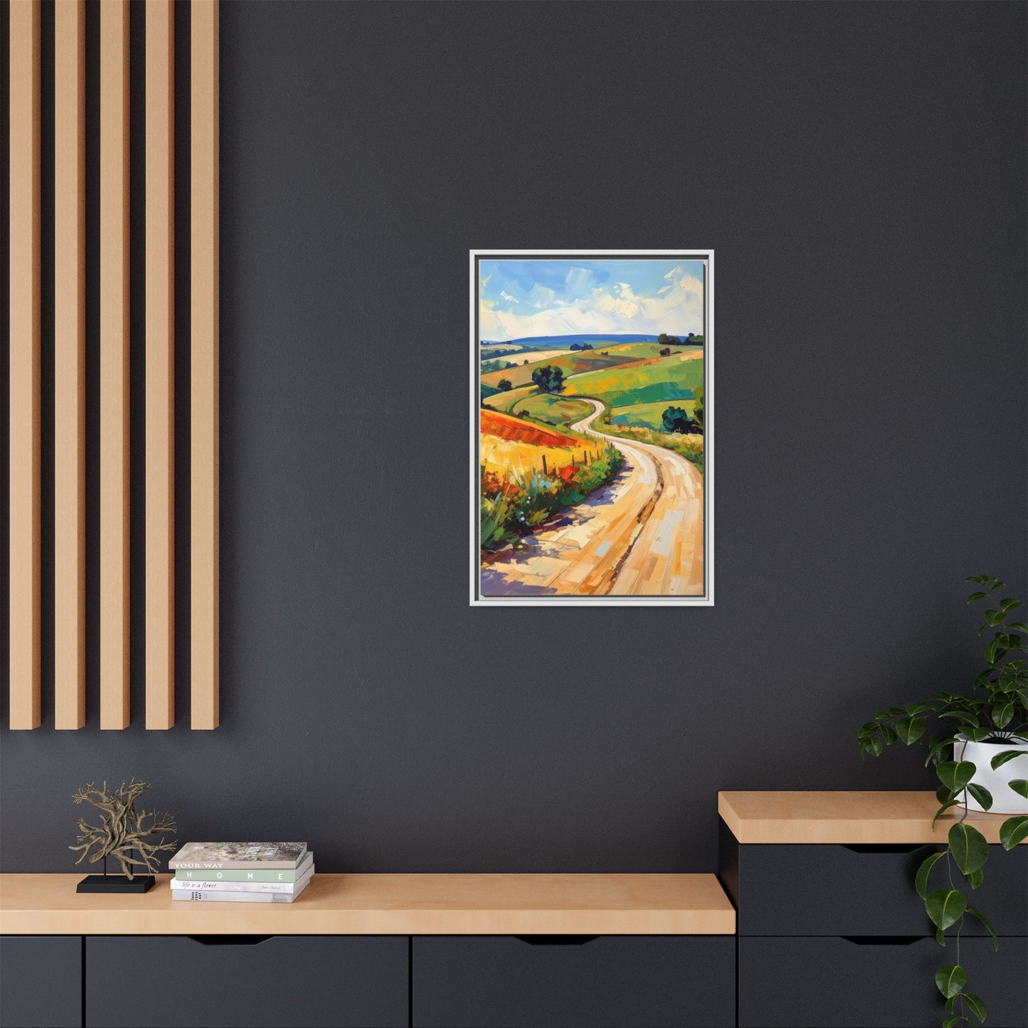 Lazy Country Road #3 - Framed Canvas