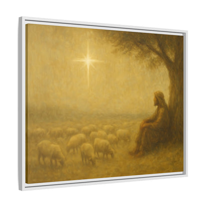 Shepherd In The Field - Framed Canvas