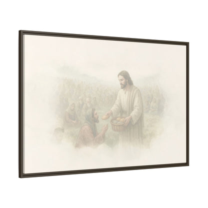 Jesus Feeds The 5,000 - Framed Canvas