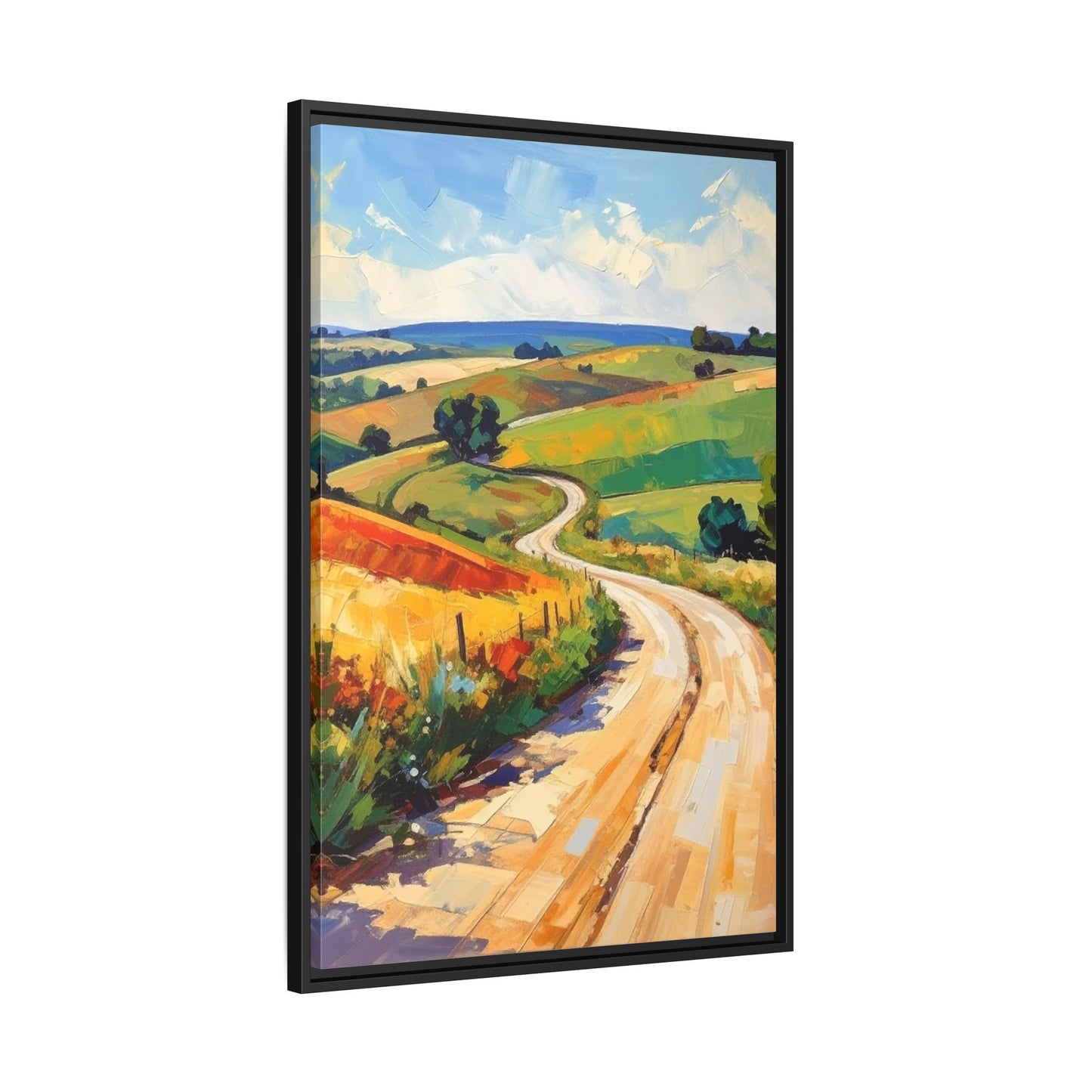 Lazy Country Road #3 - Framed Canvas