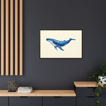 Blue Whale Watercolor - Framed Canvas