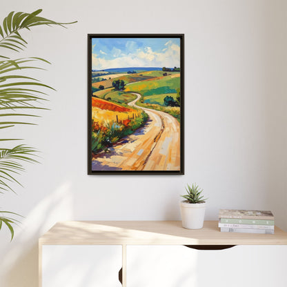 Lazy Country Road #3 - Framed Canvas