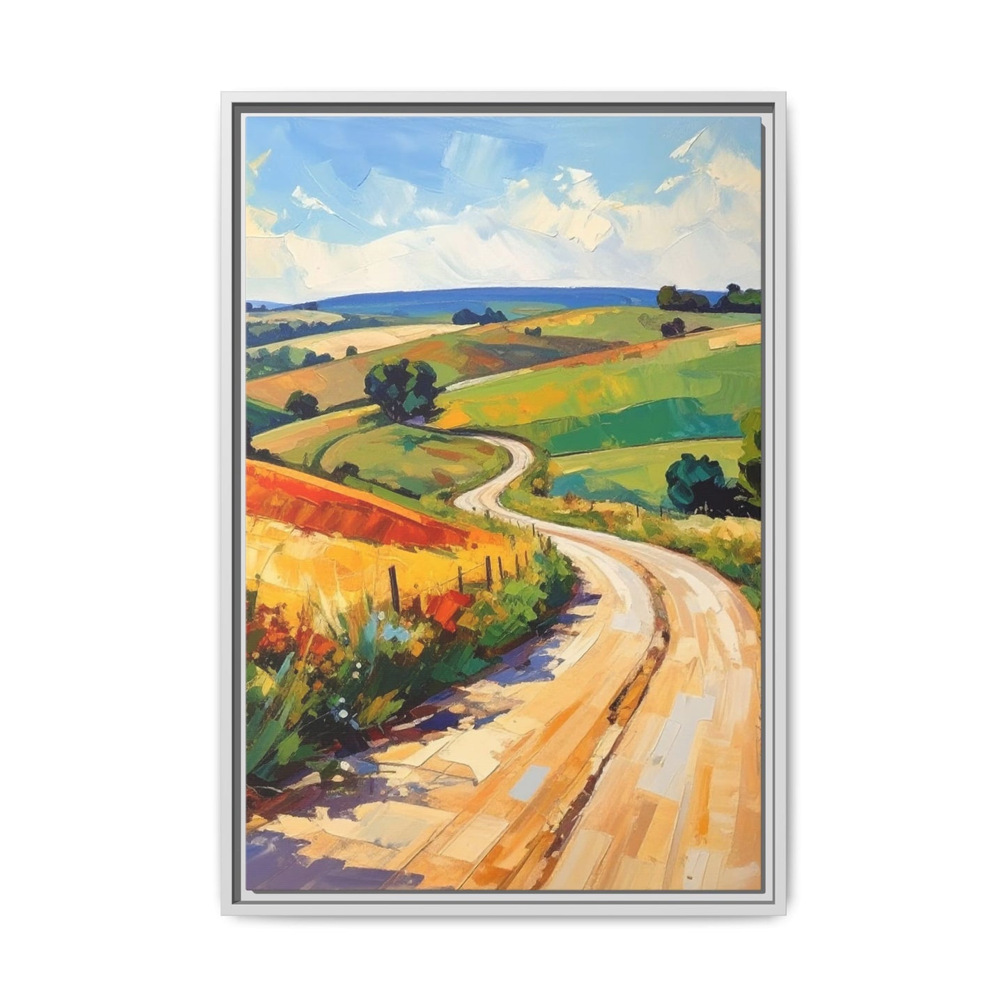 Lazy Country Road #3 - Framed Canvas