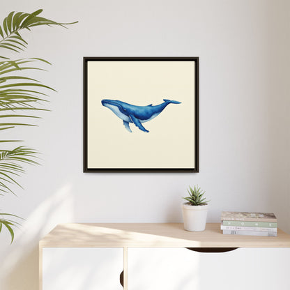 Blue Whale Watercolor - Framed Canvas