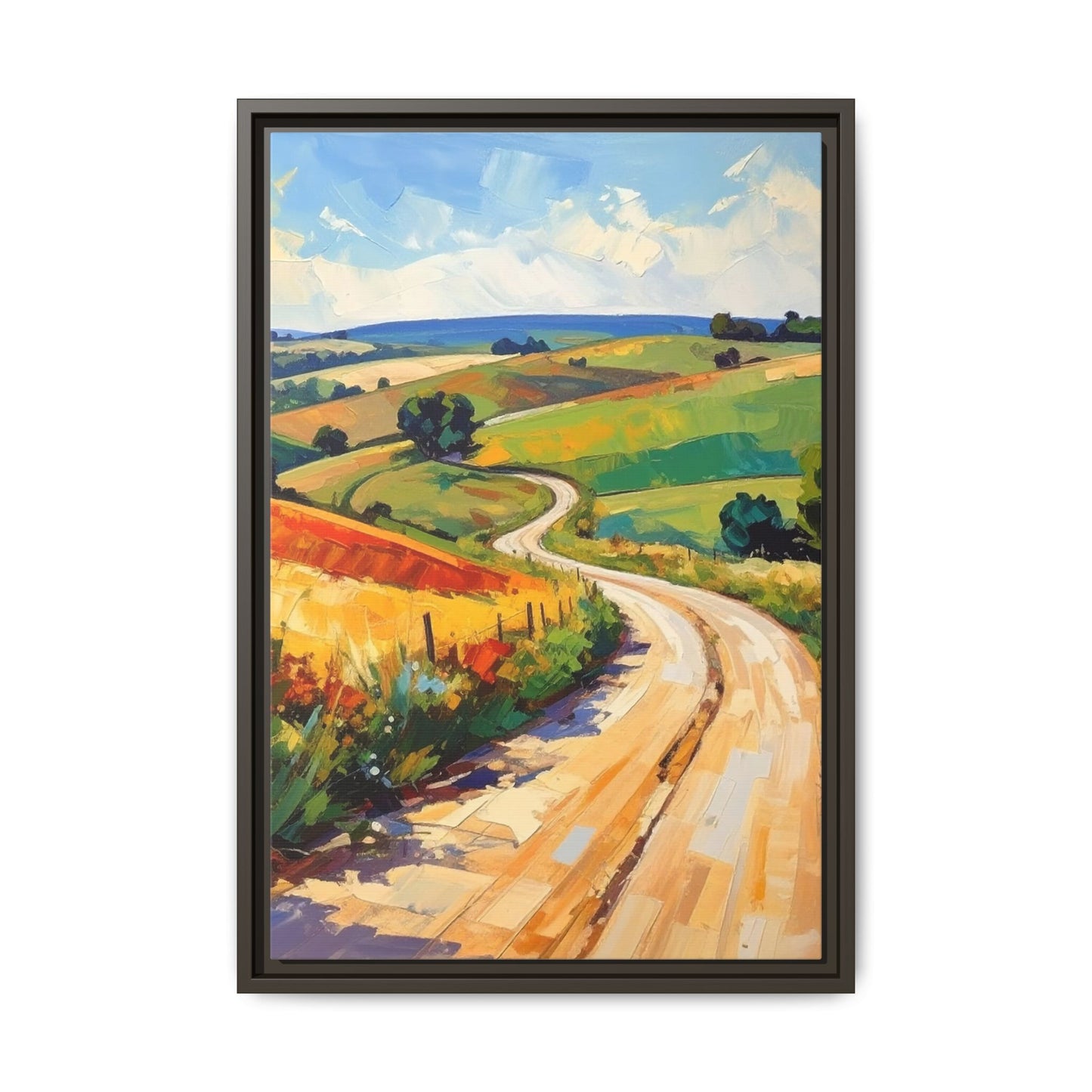 Lazy Country Road #3 - Framed Canvas