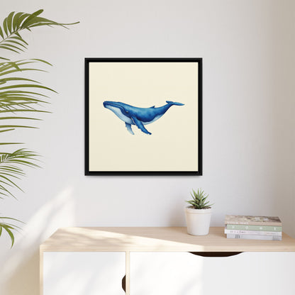 Blue Whale Watercolor - Framed Canvas