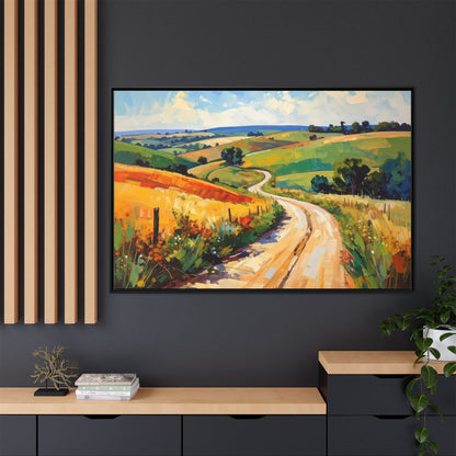 Lazy Country Road #3 - Framed Canvas