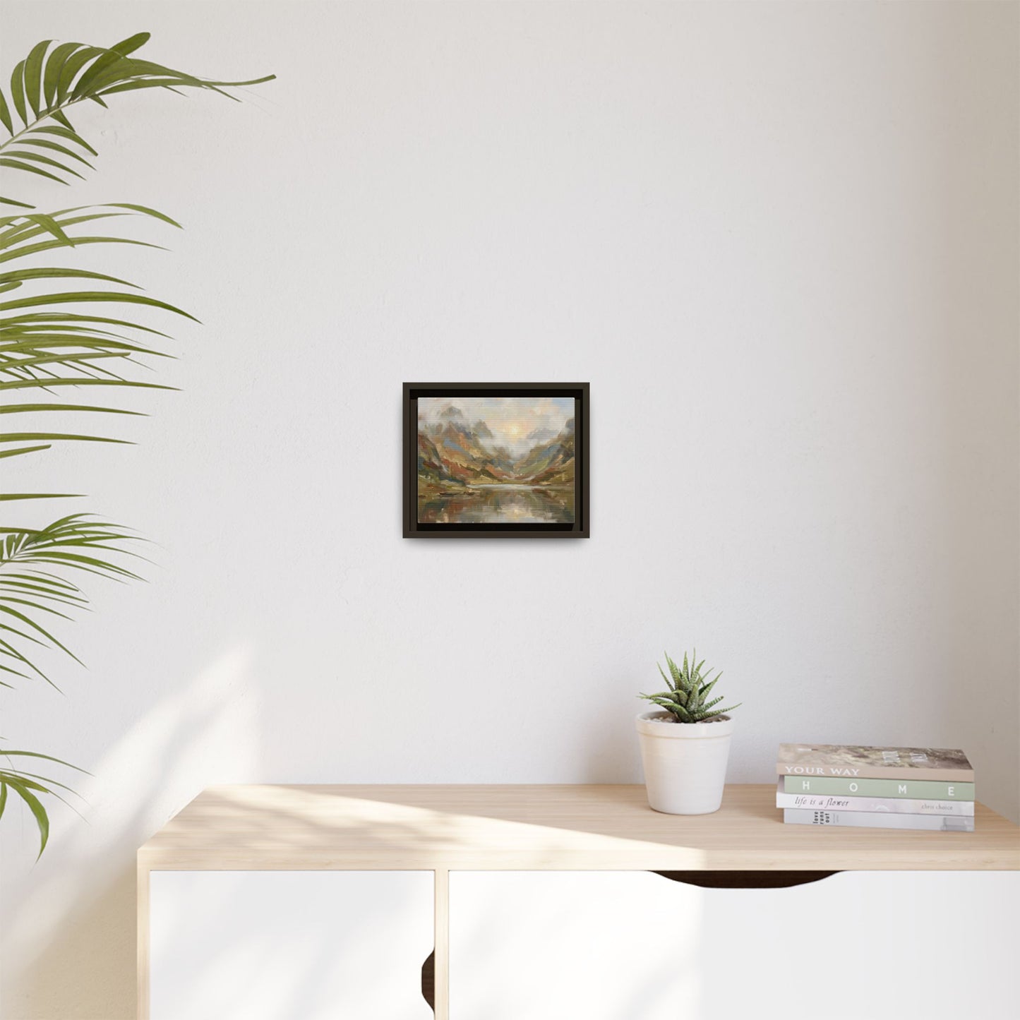 Misty Mountain Lake - Framed Canvas