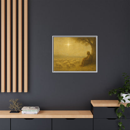 Shepherd In The Field - Framed Canvas
