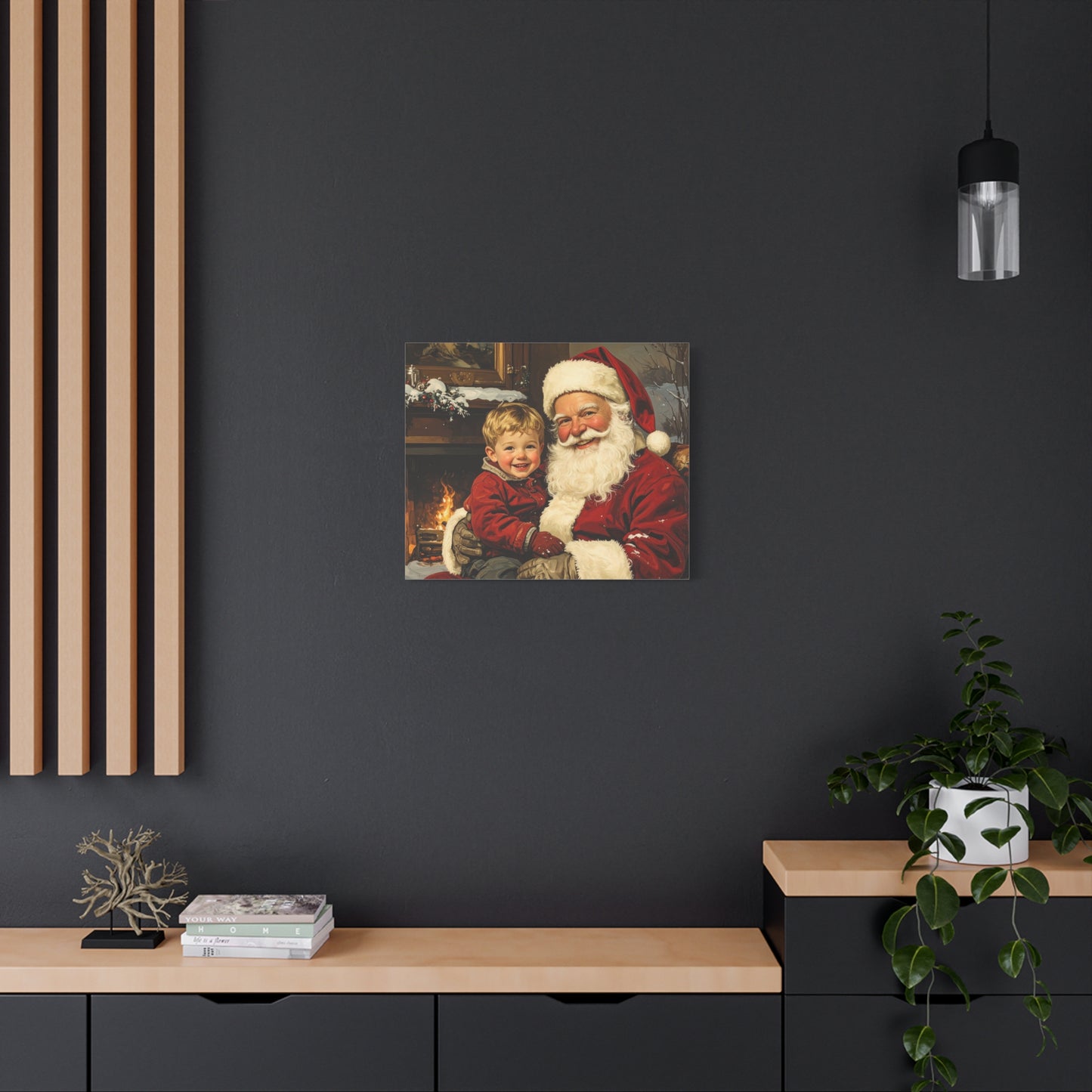 Vintage Santa with Little Boy - Canvas