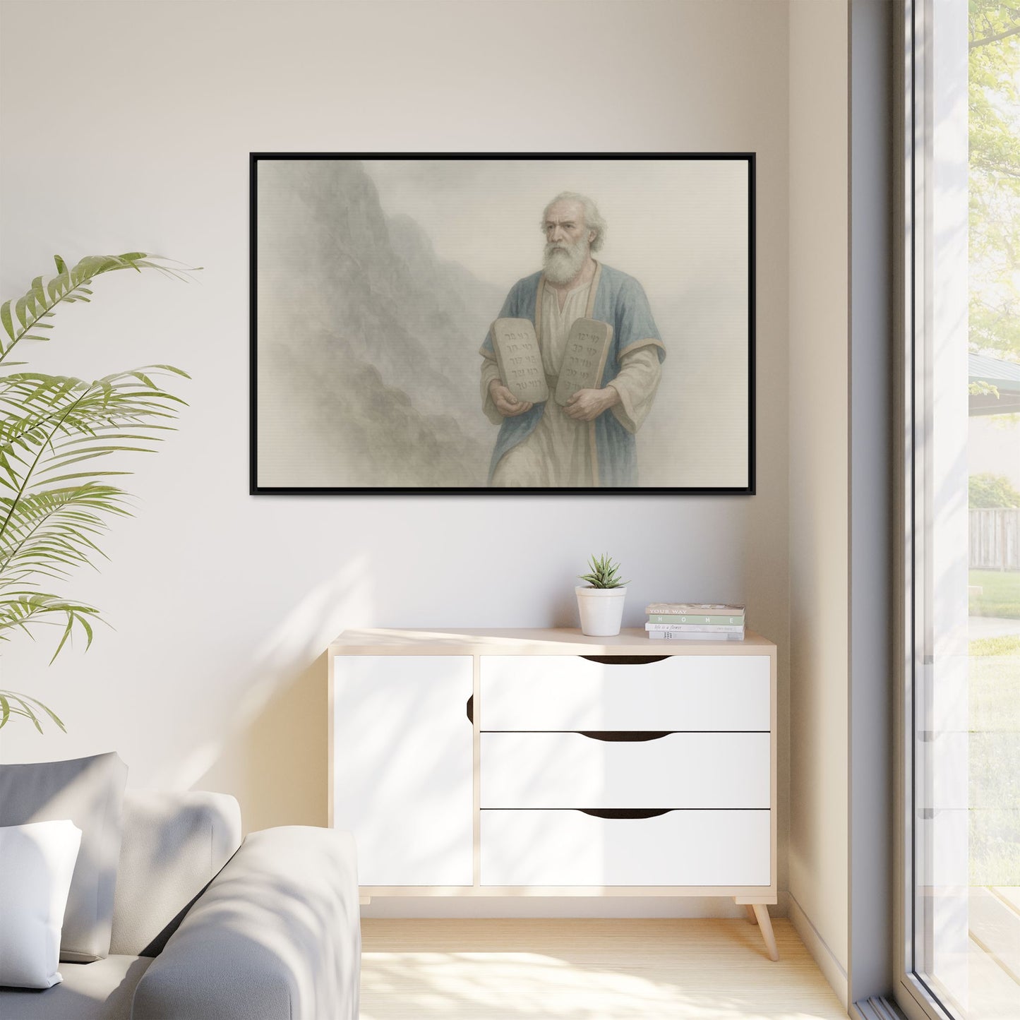 Moses Comes Down from the Mountain - Framed Canvas