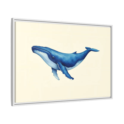Blue Whale Watercolor - Framed Canvas
