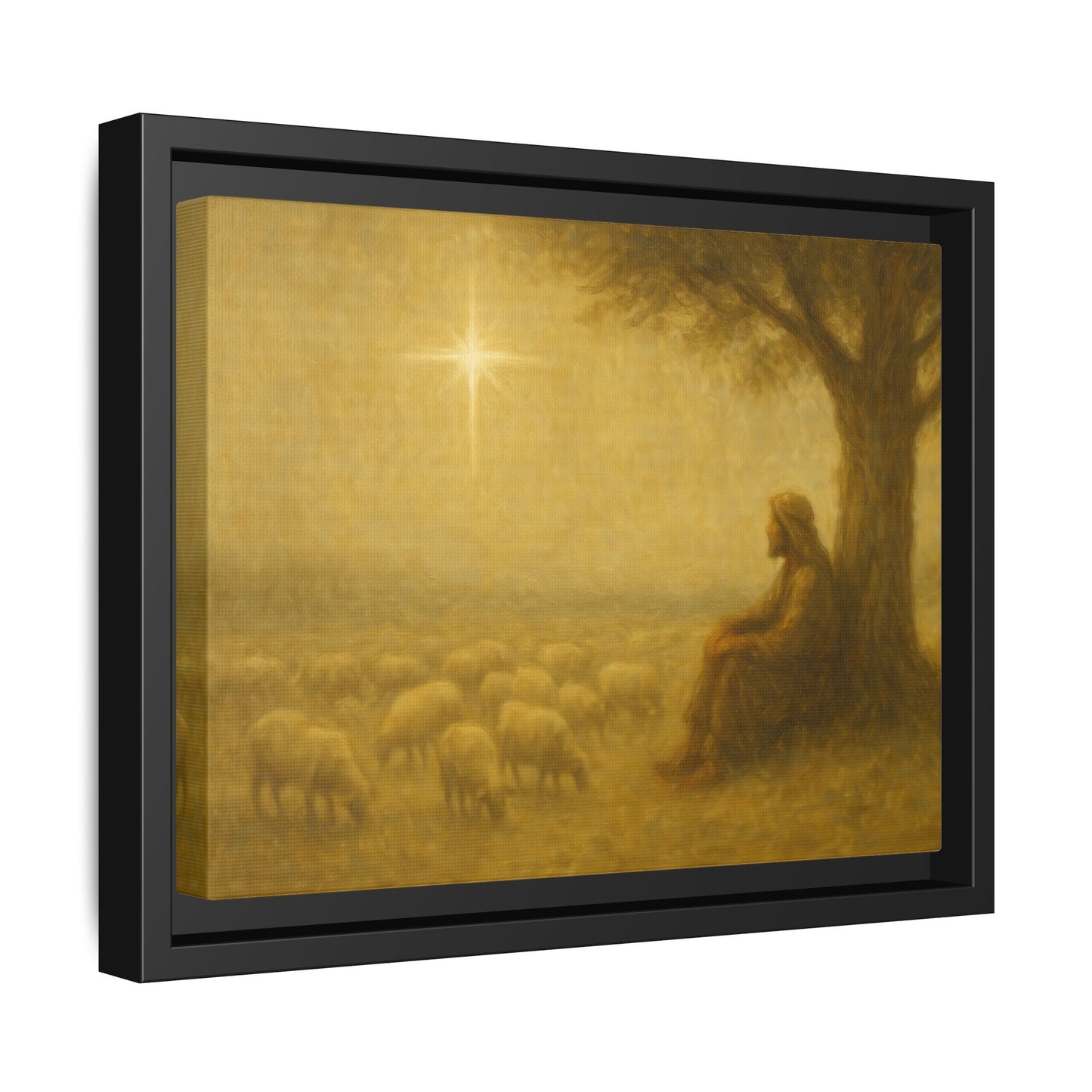 Shepherd In The Field - Framed Canvas