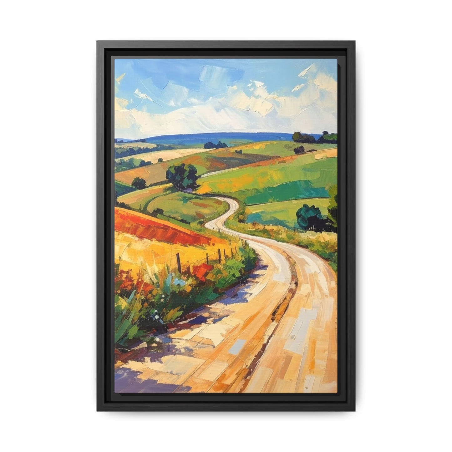 Lazy Country Road #3 - Framed Canvas