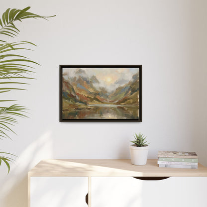 Misty Mountain Lake - Framed Canvas
