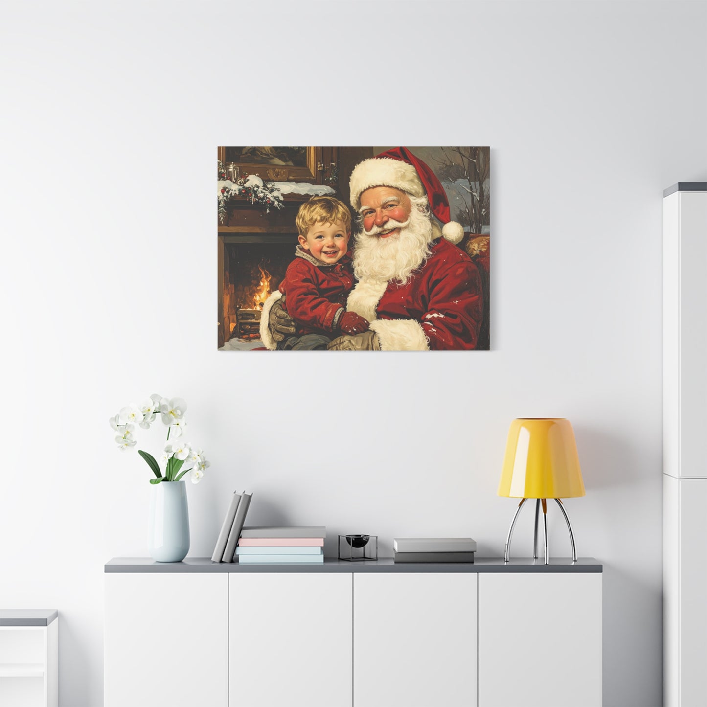 Vintage Santa with Little Boy - Canvas