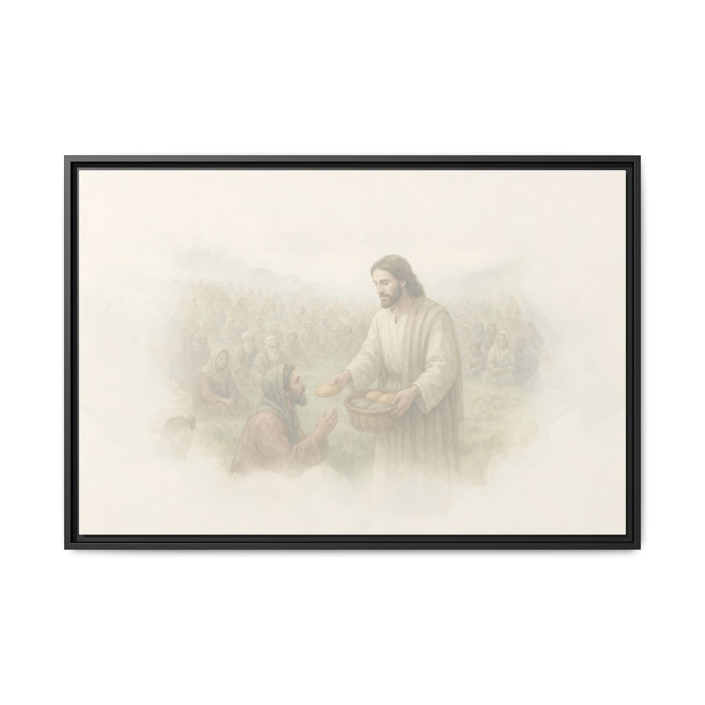 Jesus Feeds The 5,000 - Framed Canvas