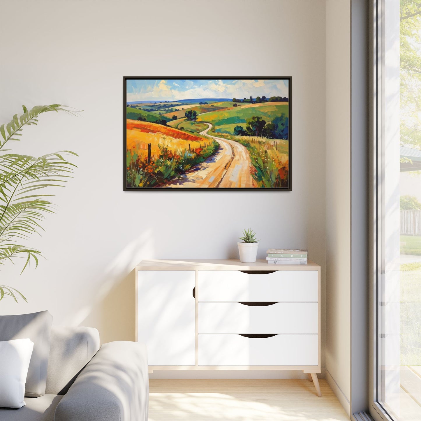 Lazy Country Road #3 - Framed Canvas