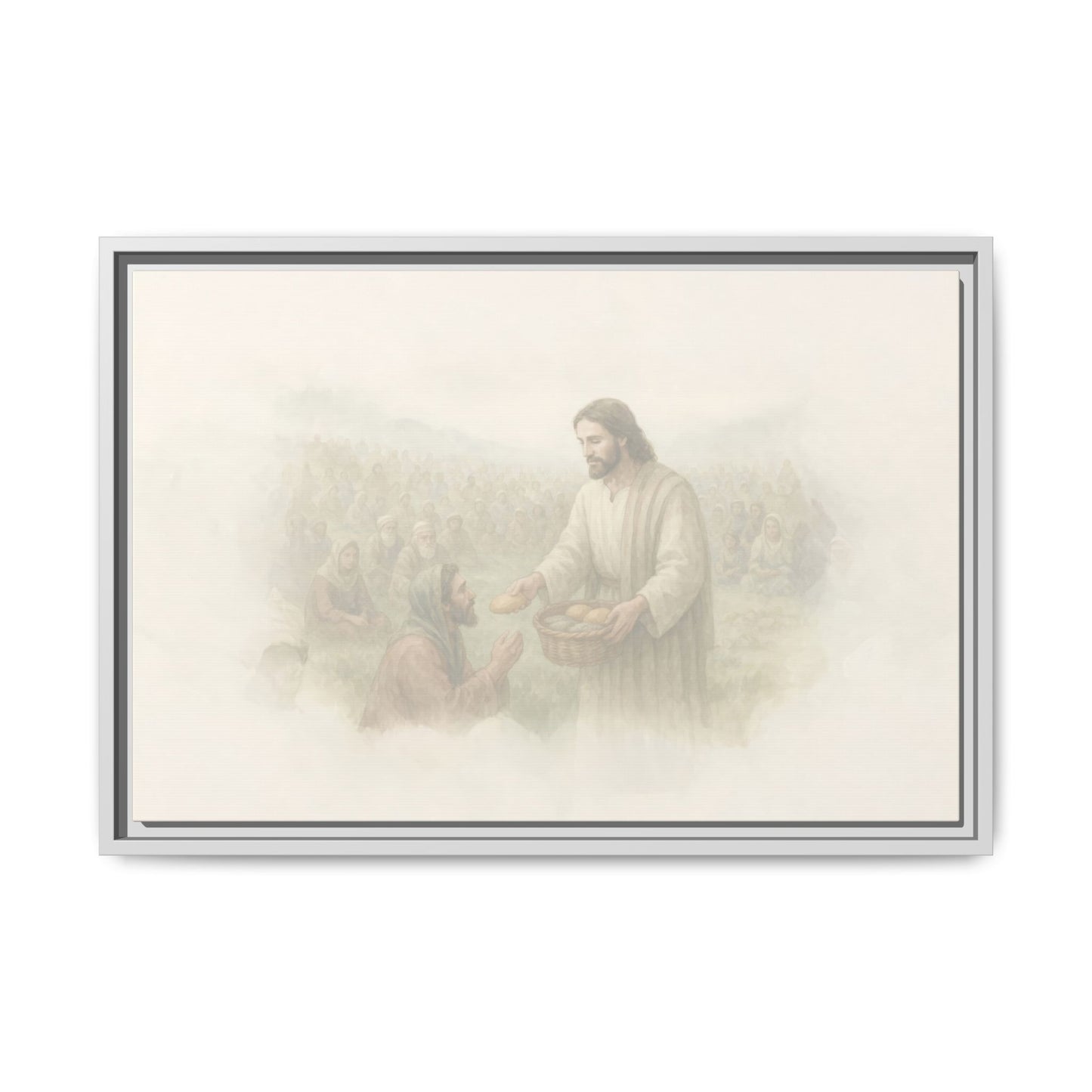 Jesus Feeds The 5,000 - Framed Canvas