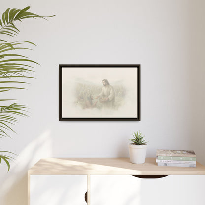Jesus Feeds The 5,000 - Framed Canvas
