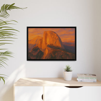 Sunset Over Half Dome - Framed Canvas
