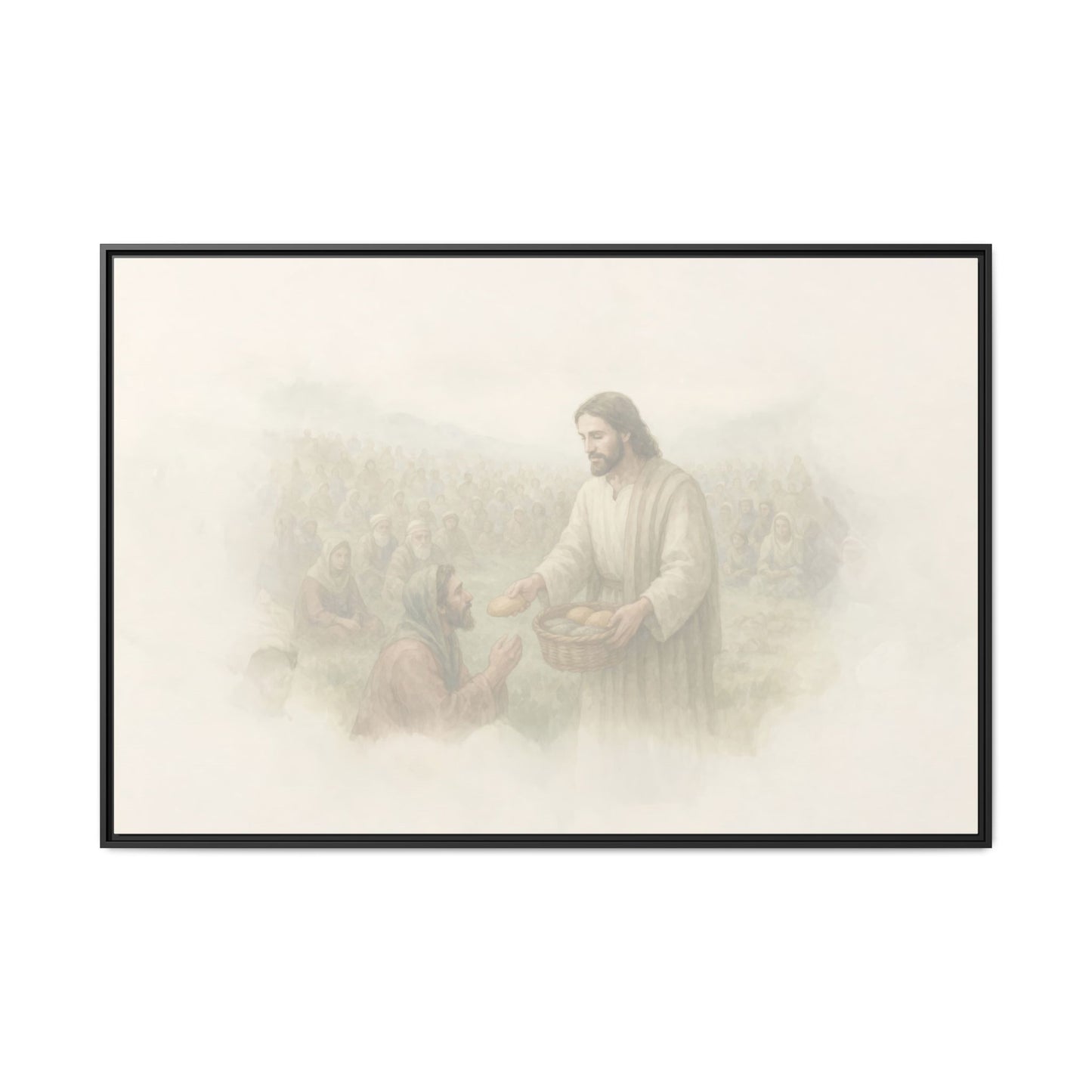 Jesus Feeds The 5,000 - Framed Canvas