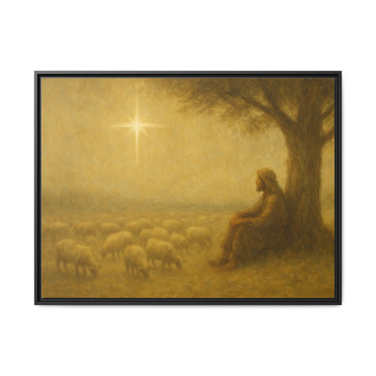 Shepherd In The Field - Framed Canvas