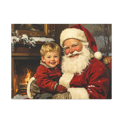 Vintage Santa with Little Boy - Canvas