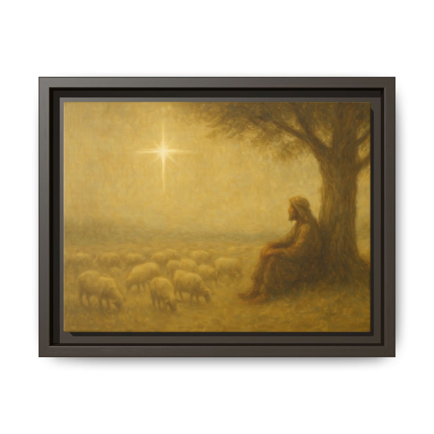 Shepherd In The Field - Framed Canvas
