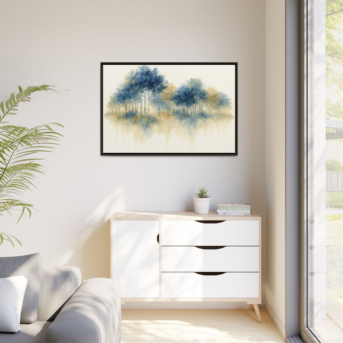 Floating Aspen and Birch Forest - Framed Canvas
