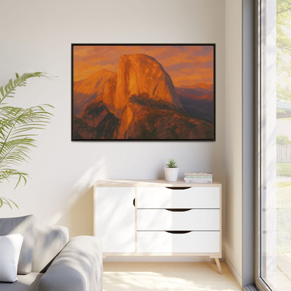 Sunset Over Half Dome - Framed Canvas