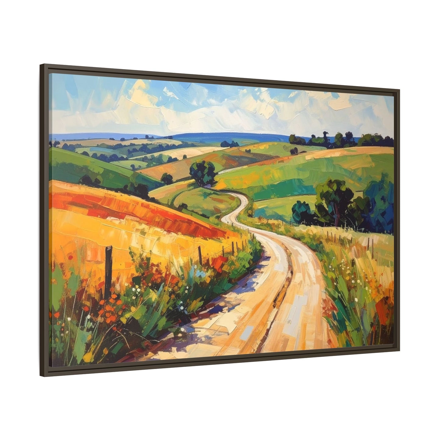Lazy Country Road #3 - Framed Canvas