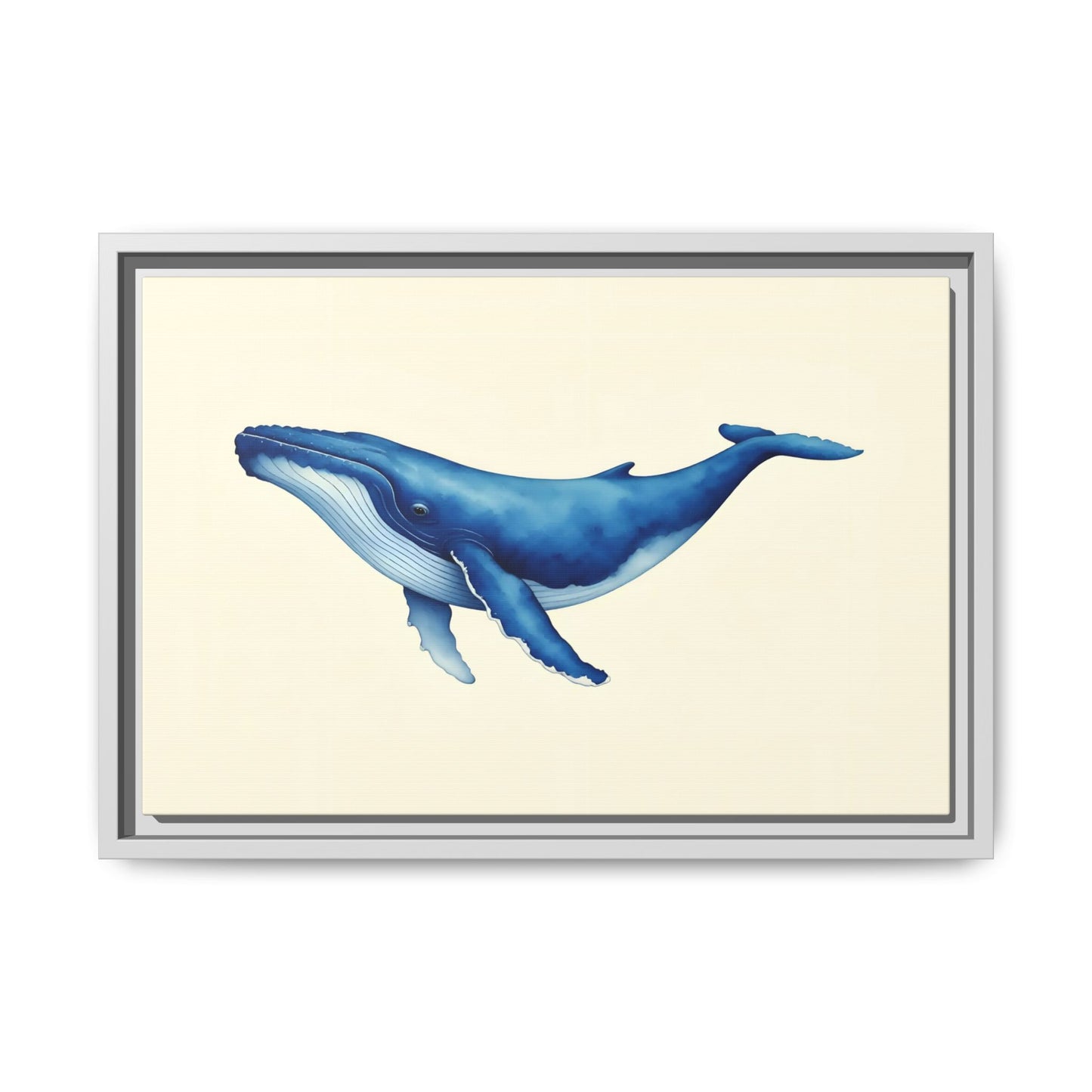 Blue Whale Watercolor - Framed Canvas