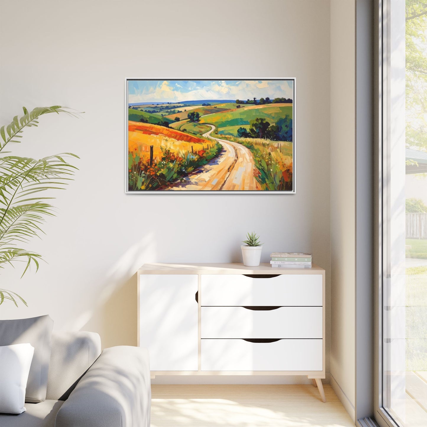 Lazy Country Road #3 - Framed Canvas