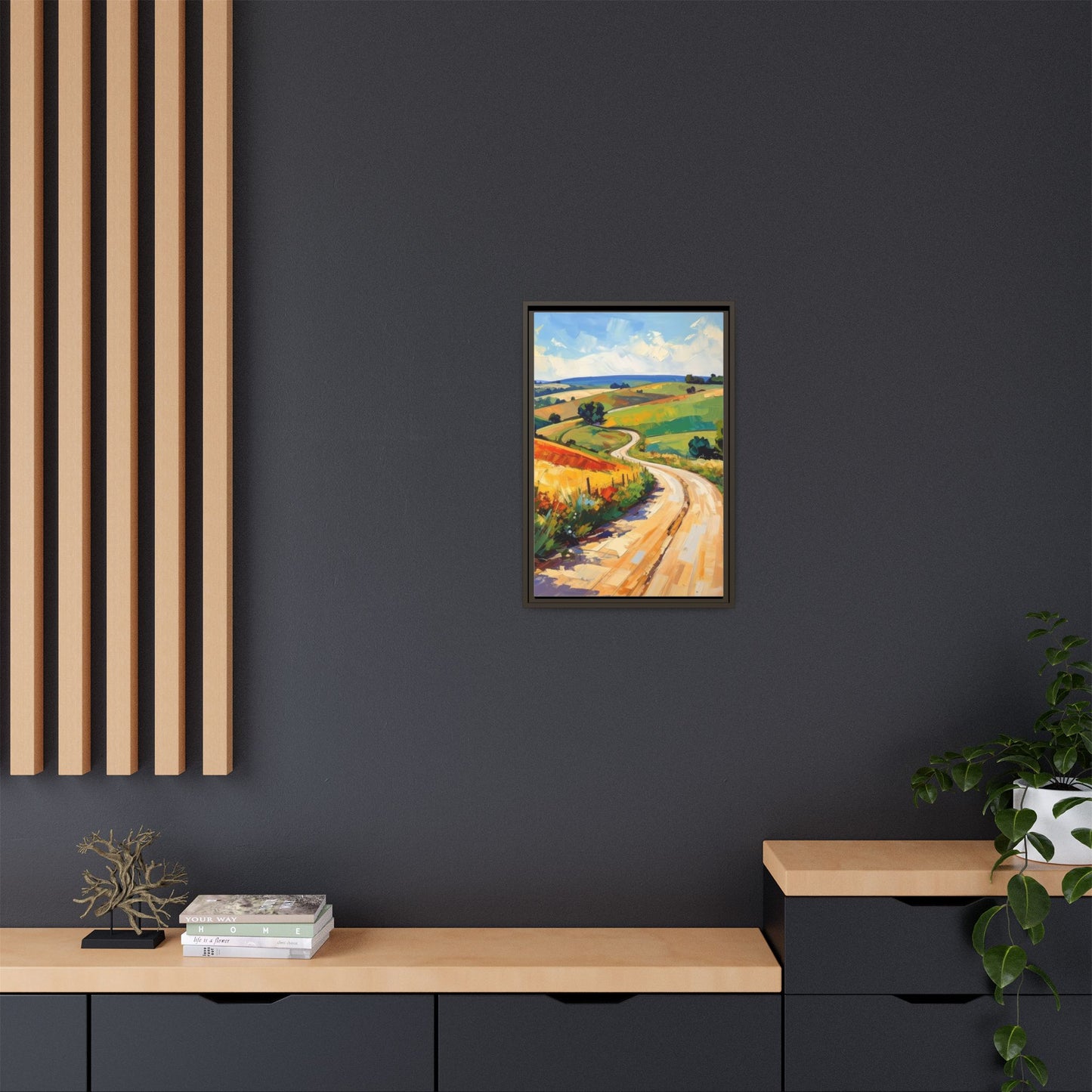 Lazy Country Road #3 - Framed Canvas