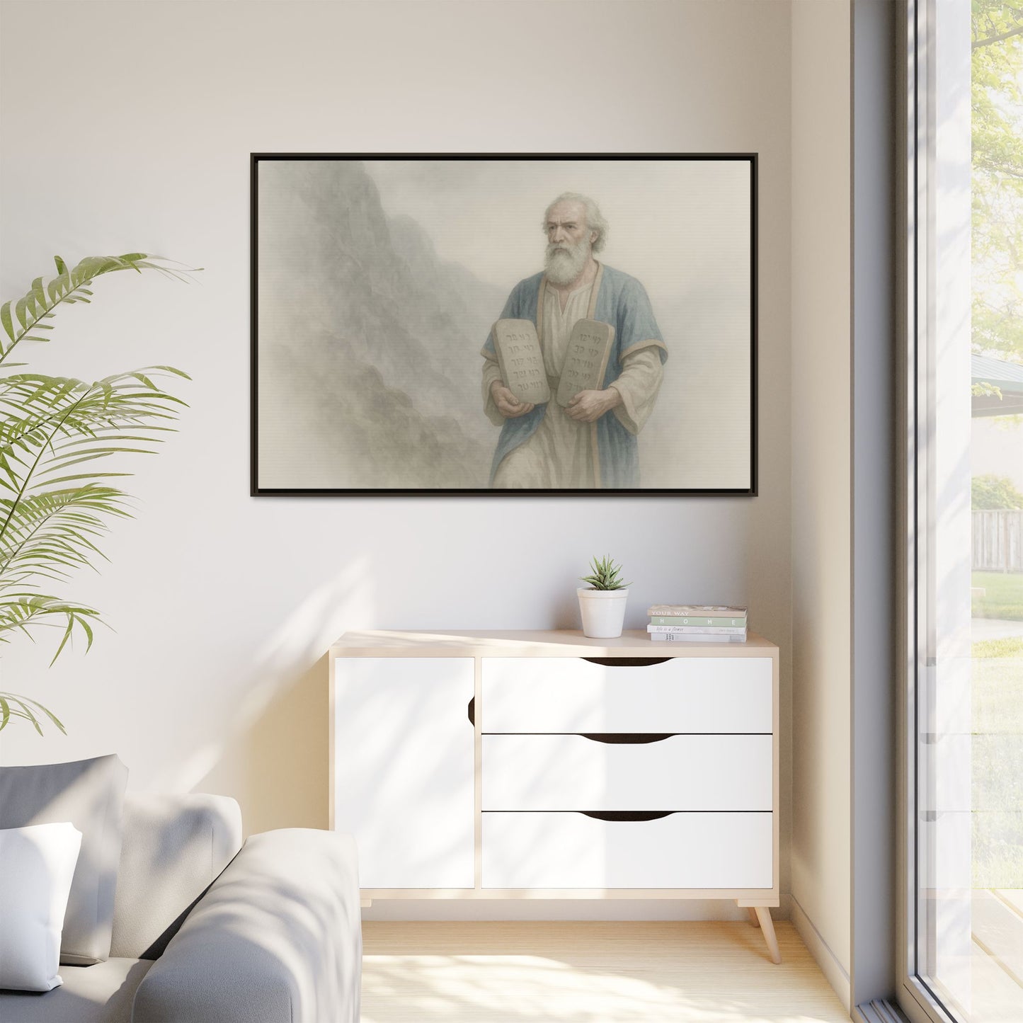 Moses Comes Down from the Mountain - Framed Canvas