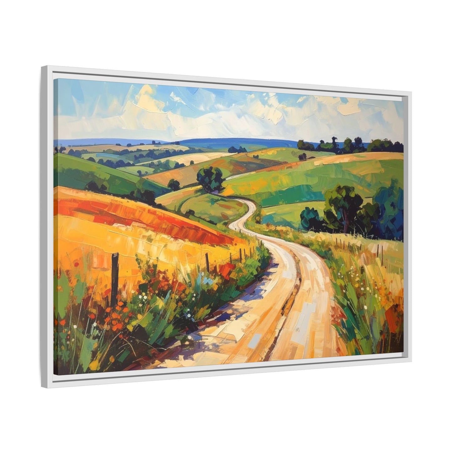 Lazy Country Road #3 - Framed Canvas