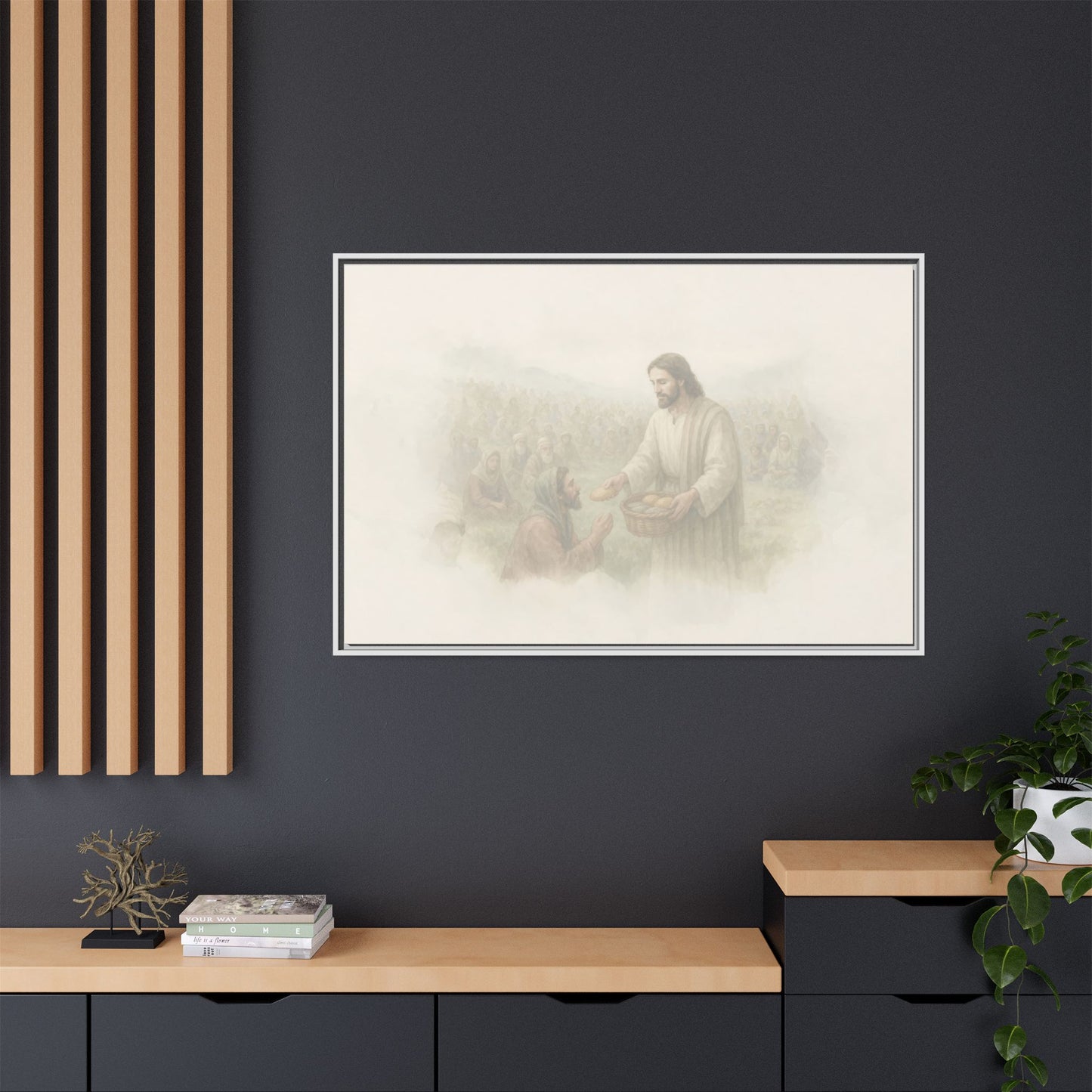 Jesus Feeds The 5,000 - Framed Canvas