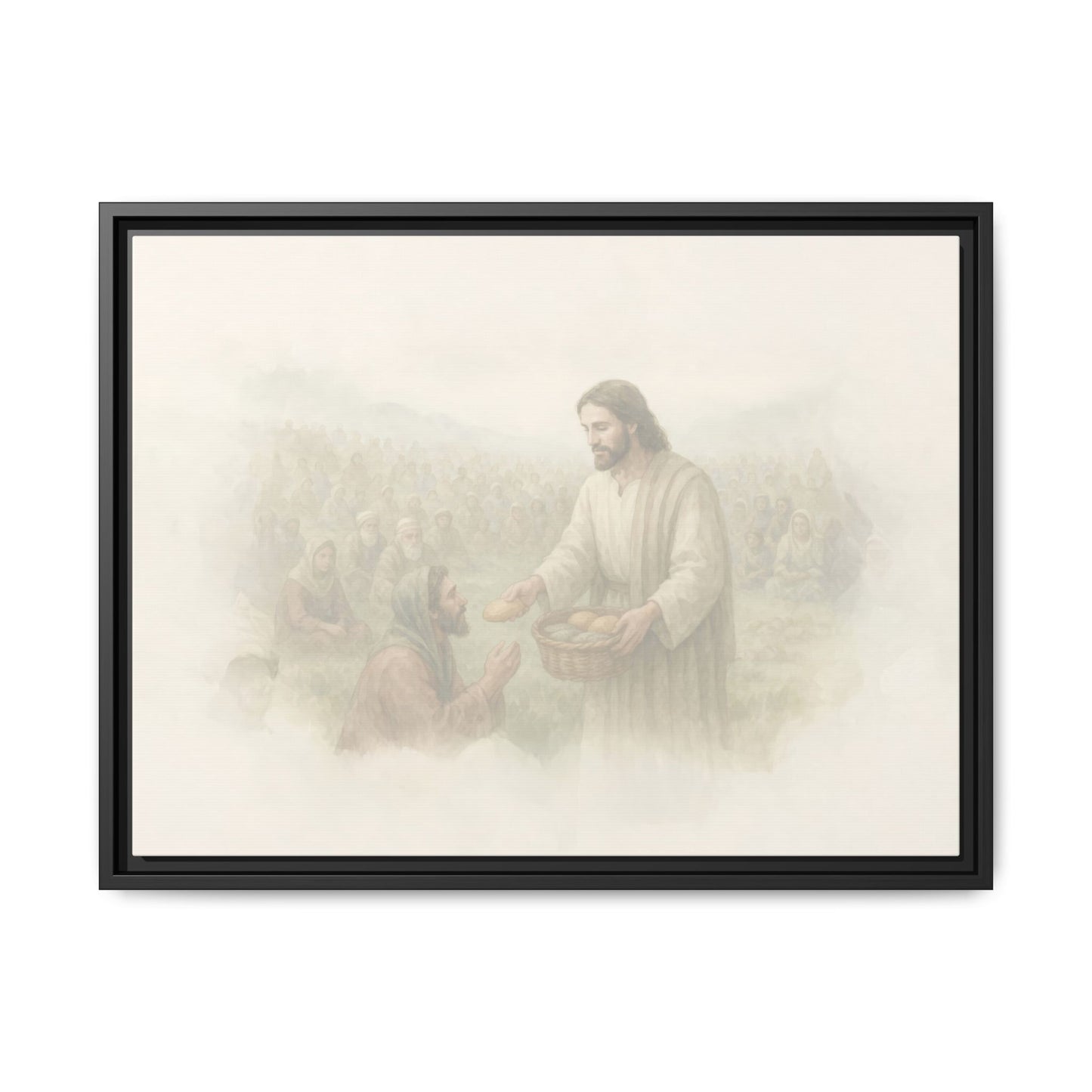 Jesus Feeds The 5,000 - Framed Canvas
