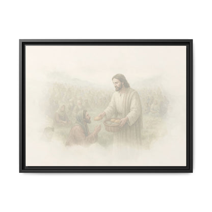 Jesus Feeds The 5,000 - Framed Canvas